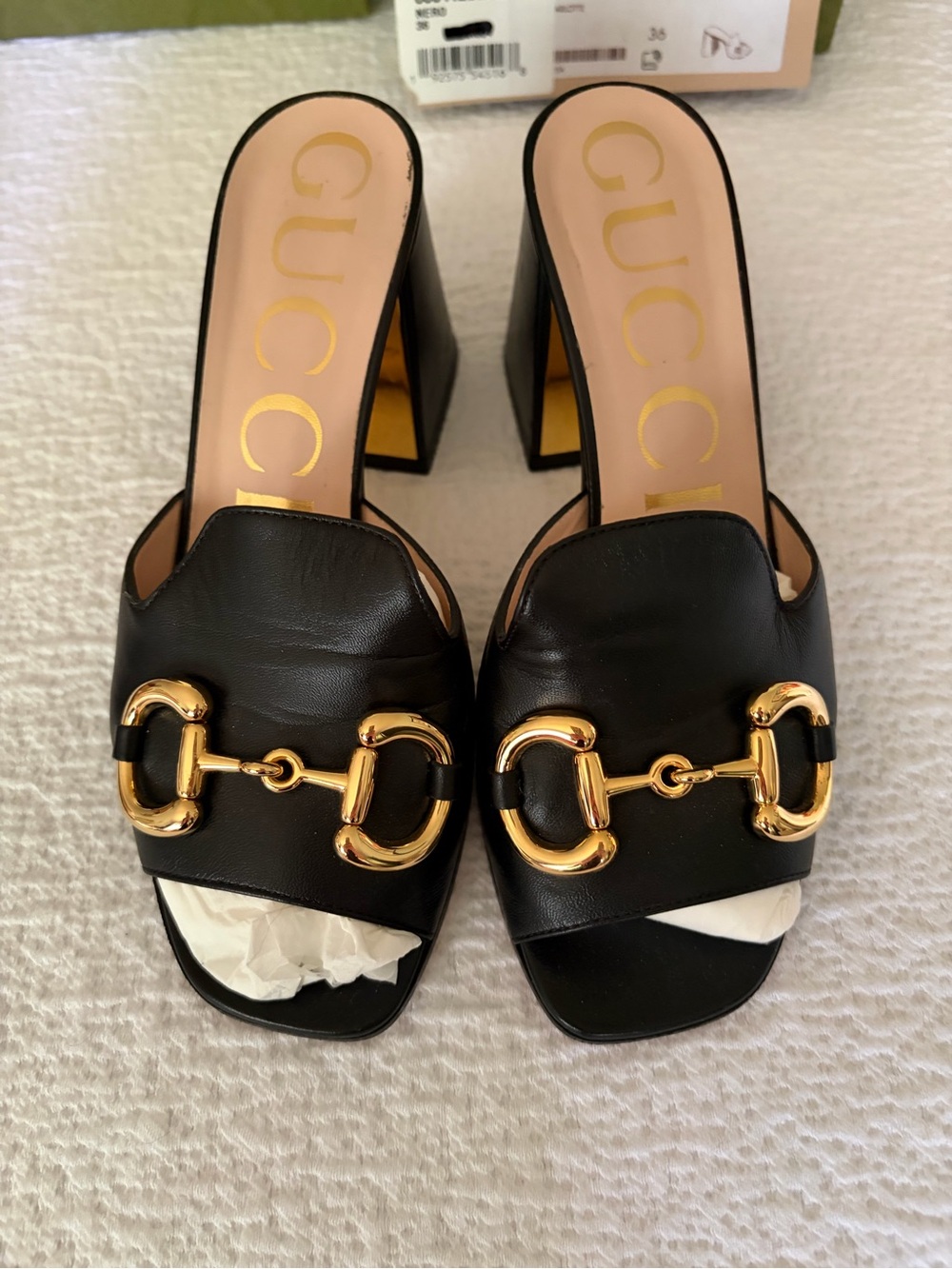 GUCCI Horsebit Mule Sandals | Sculptural Block Heel | Size 36 100% Authentic